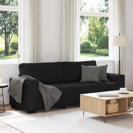 3-seater sofa in black fabric 180 cm
