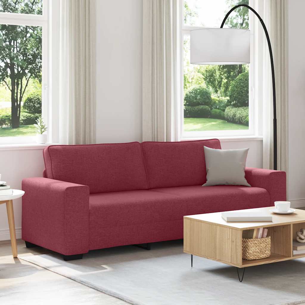 3-seater sofa in 180 cm red fabric
