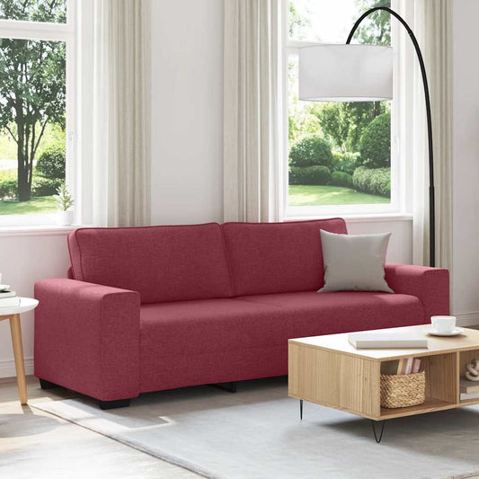 3-seater sofa in 180 cm red fabric