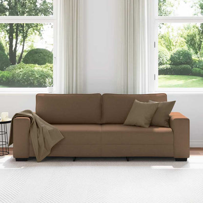 3-seater sofa in brown fabric 180 cm