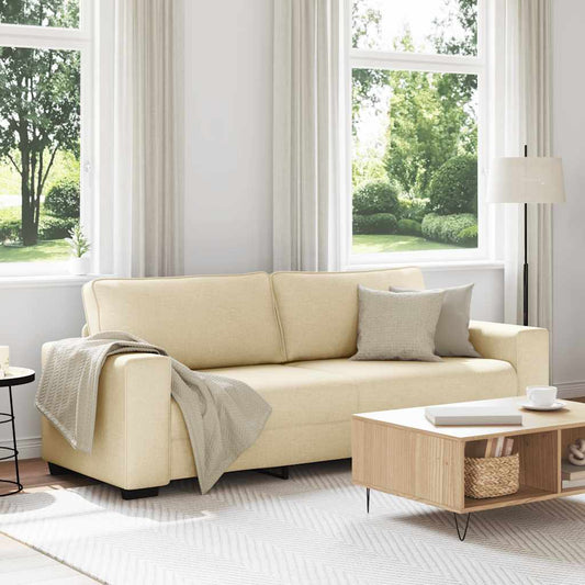3-seater sofa in cream-colored fabric, 180 cm