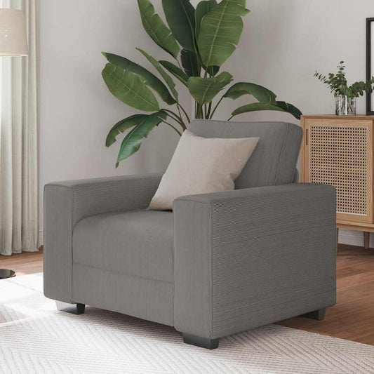 Poltrona 60 cm tecido corduroy cinzento-claro