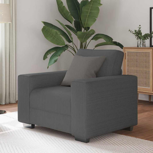 Poltrona 60 cm tecido corduroy cinzento-escuro