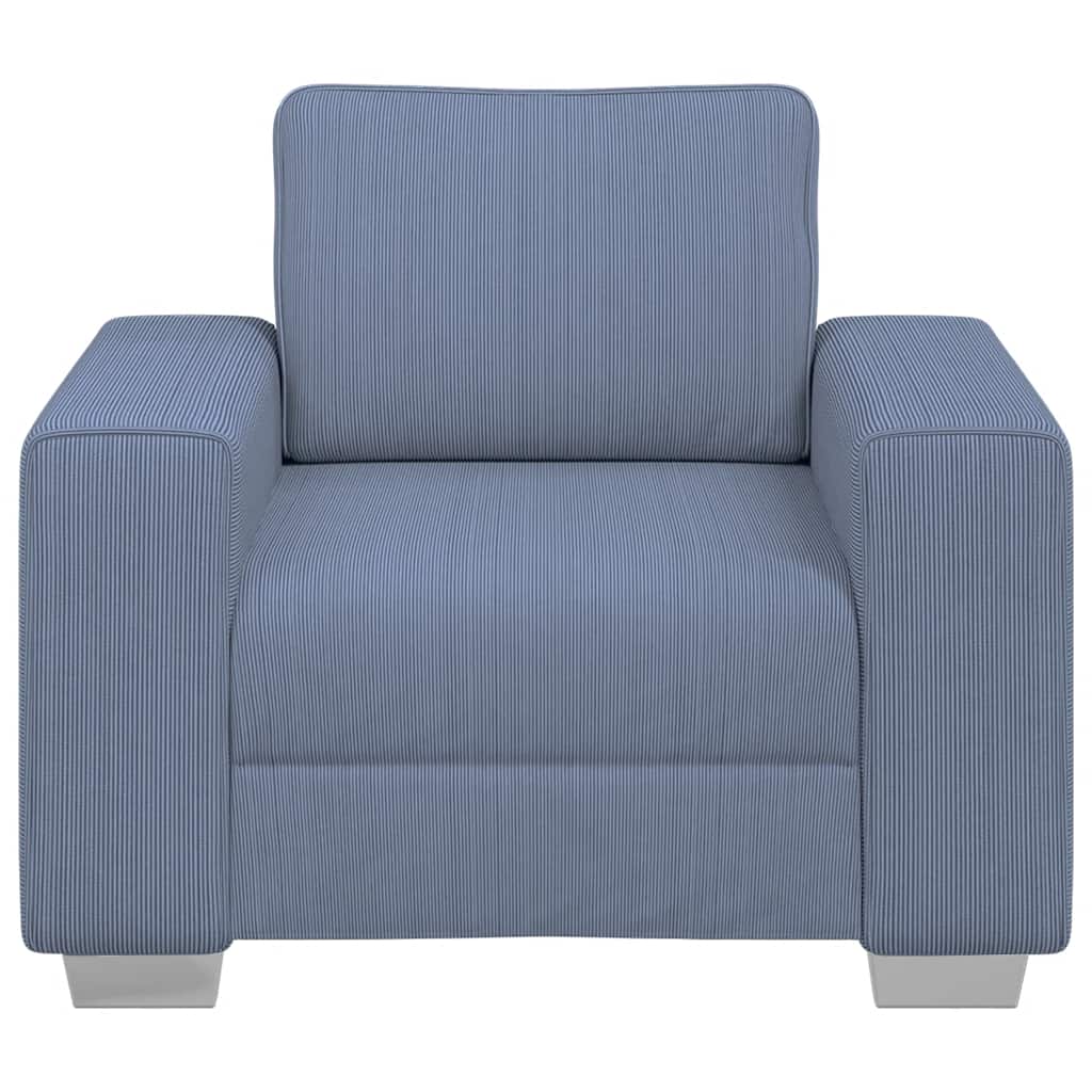 Poltrona tecido corduroy 60 cm azul