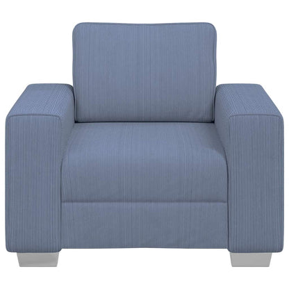 Poltrona tecido corduroy 60 cm azul