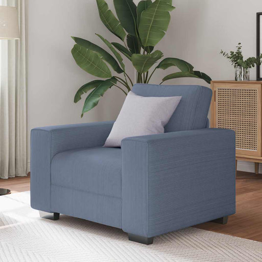 Poltrona tecido corduroy 60 cm azul