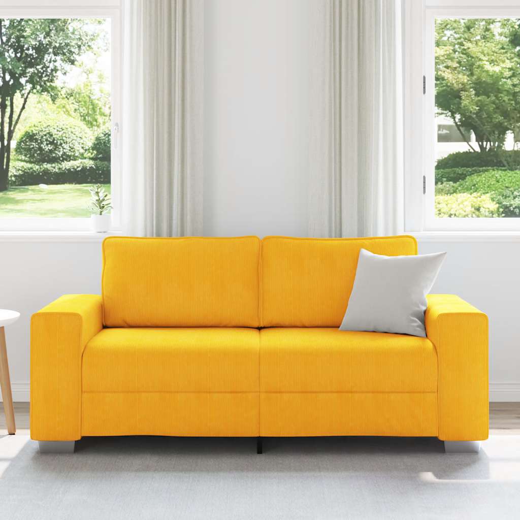 Sofá-luvas 140 cm tecido corduroy amarelo-claro