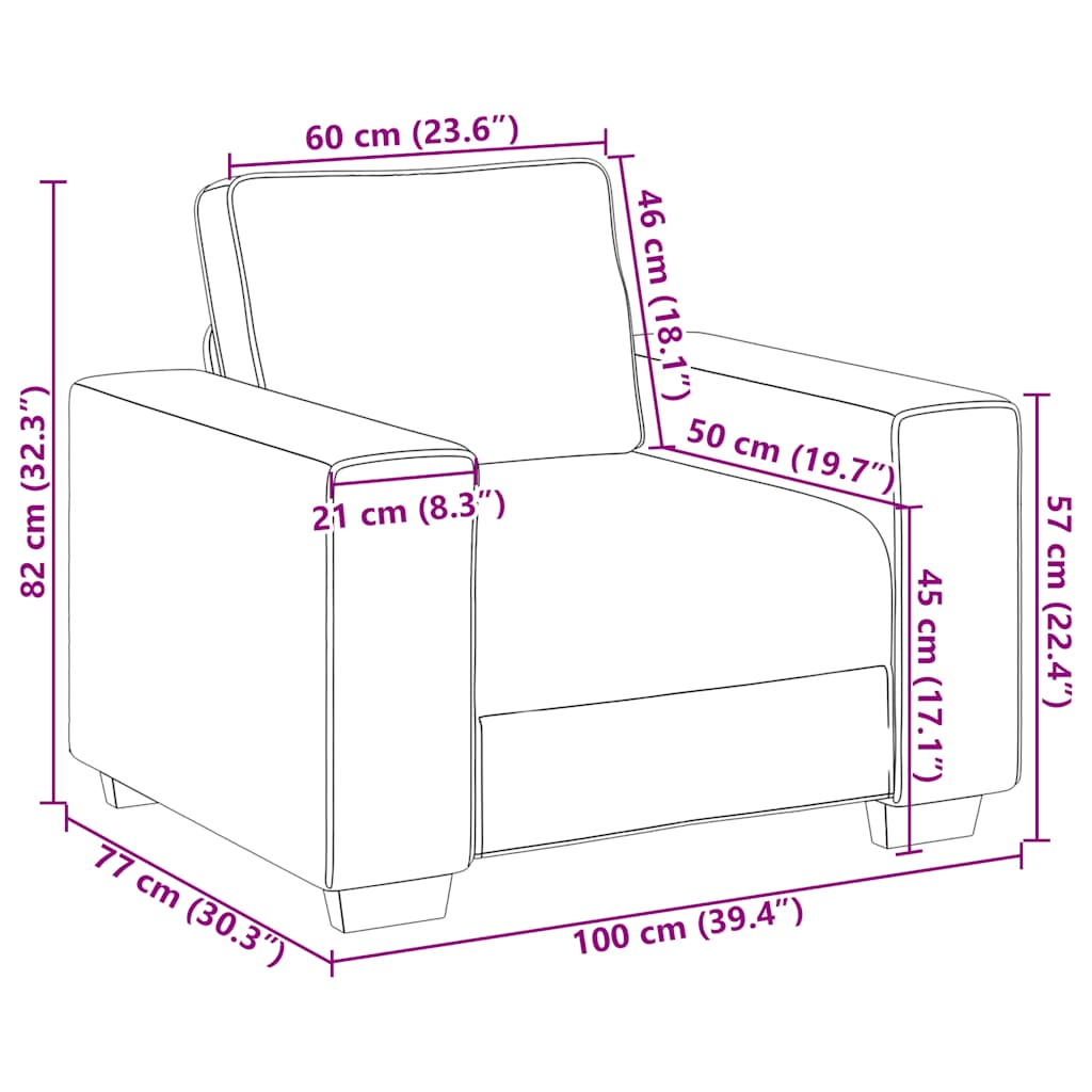 Poltrona 60 cm veludo castanho