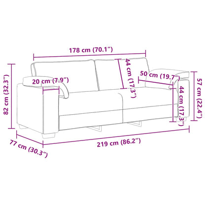 Sofá de 3 lugares 178 cm veludo cinzento-claro
