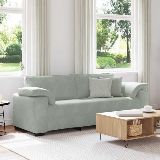 Sofá de 3 lugares 178 cm veludo cinzento-claro