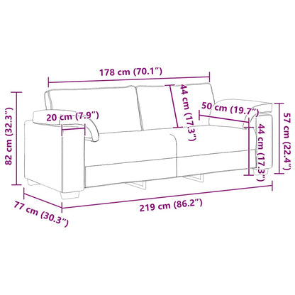 Sofá de 3 lugares 178 cm veludo cinza-escuro