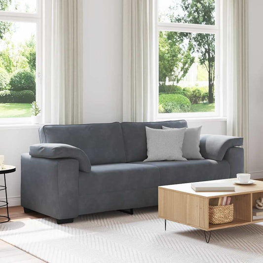 Sofá de 3 lugares 178 cm veludo cinza-escuro