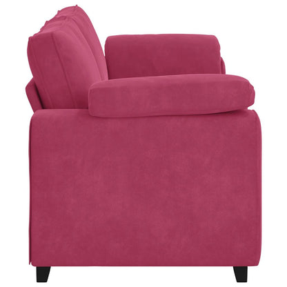 Sofá de 3 lugares veludo 178 cm vermelho tinto