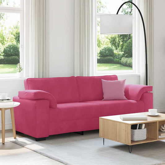 Sofá de 3 lugares veludo 178 cm vermelho tinto