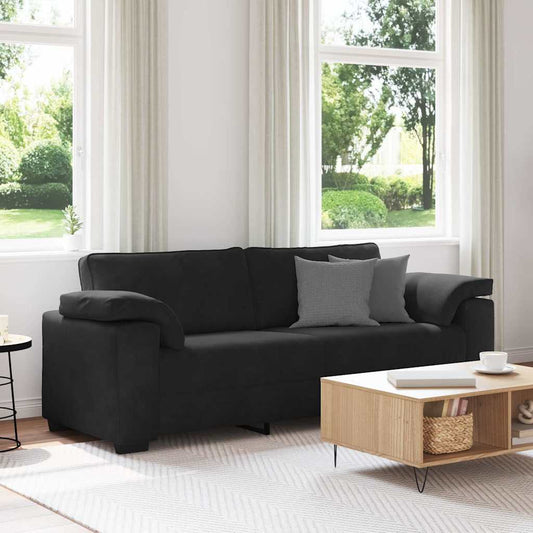 Sofá de 3 lugares 178 cm veludo preto