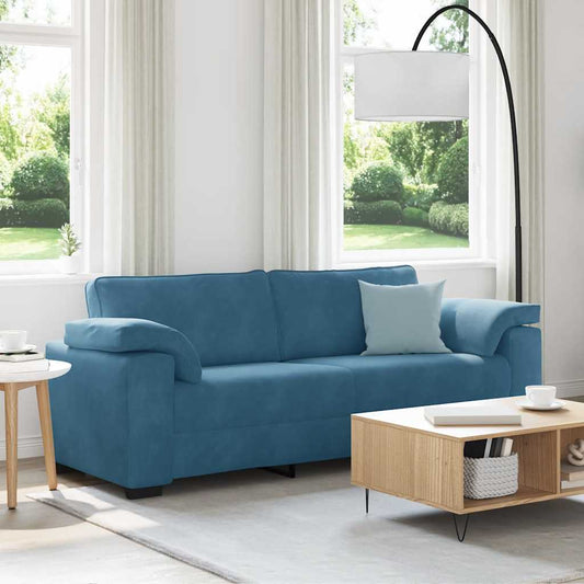 Sofá de 3 lugares 178 cm veludo azul