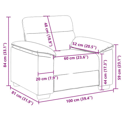Poltrona tecido 60 cm cinzento-claro
