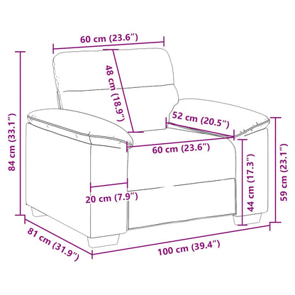 Poltrona tecido 60 cm cinzento-acastanhado