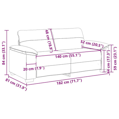 Sofá de 2 lugares em tecido 140 cm cinzento-claro