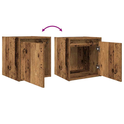Mesas de cabeceira de parede 2 pcs 38x34x40cm madeira velha