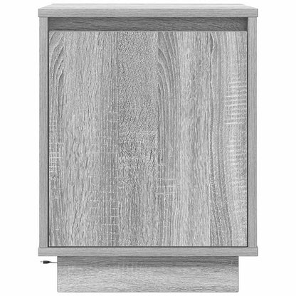 Mesa de cabeceira com luzes LED 38x34x50 cm cinzento-sonoma
