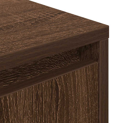 Mesa de cabeceira com luzes LED 38x34x50 cm carvalho castanho