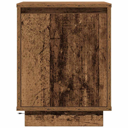 Mesas cabeceira c/ luzes LED 2 pcs 38x34x50 cm madeira velha