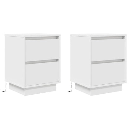 Mesas cabeceira c/ luzes LED 2 pcs 38x34x50 cm branco