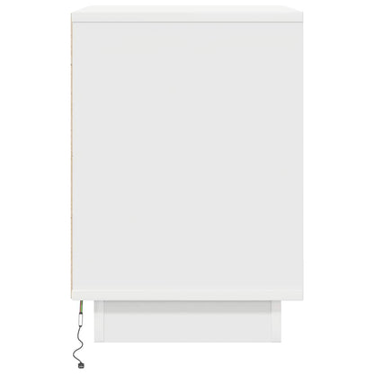 Mesas cabeceira c/ luzes LED 2 pcs 38x34x50 cm branco