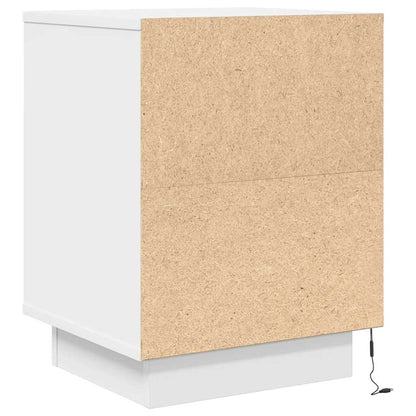 Mesas cabeceira c/ luzes LED 2 pcs 38x34x50 cm branco