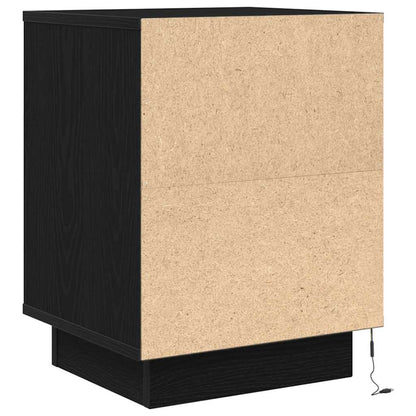 Mesas cabeceira c/ luzes LED 2 pcs 38x34x50 cm preto