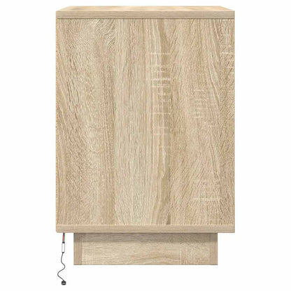 Mesa de cabeceira com luzes LED 38x34x50 cm carvalho sonoma
