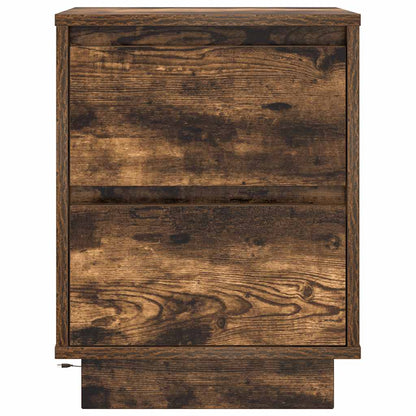 Mesa de cabeceira com luzes LED 38x34x50 cm carvalho fumado