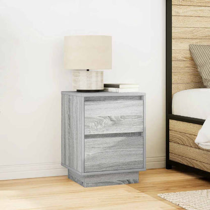 Bedside tables with LED lights 2 pcs 38x34x50 cm Sonoma grey