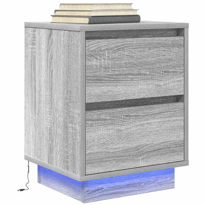 Bedside tables with LED lights 2 pcs 38x34x50 cm Sonoma grey