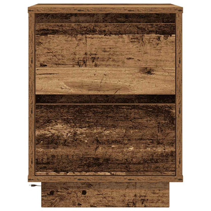 Mesas cabeceira c/ luzes LED 2 pcs 38x34x50 cm madeira velha