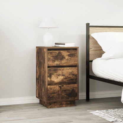 Mesa de cabeceira c/ luzes LED 38x34x65 cm carvalho fumado