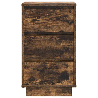 Mesa de cabeceira c/ luzes LED 38x34x65 cm carvalho fumado