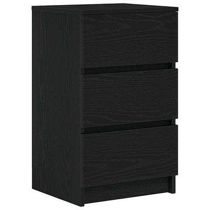 Mesas de cabeceira 3 gavetas 2 pcs 39x35x65cm preto