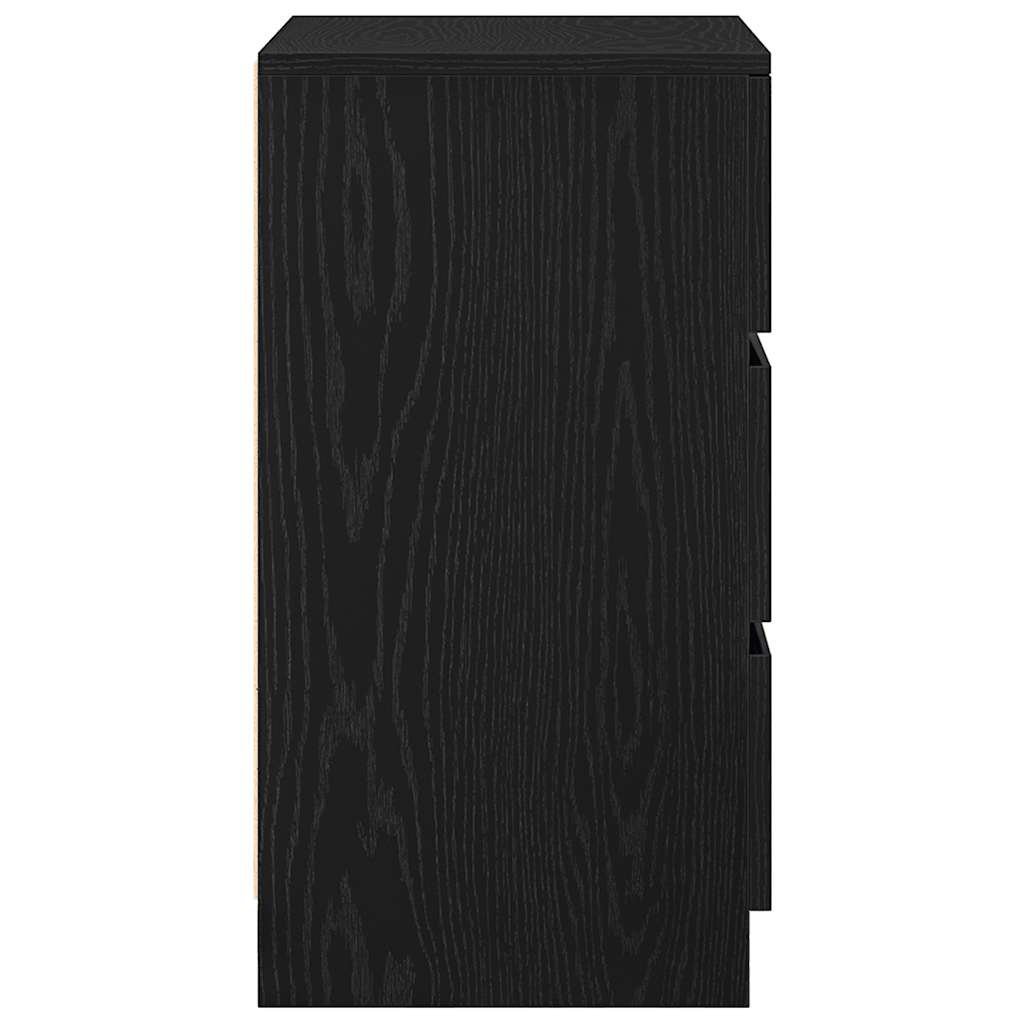 Mesas de cabeceira 3 gavetas 2 pcs 39x35x65cm preto