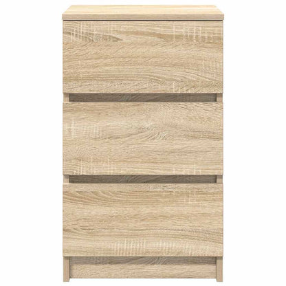 Mesas de cabeceira 3 gavetas 2 pcs 39x35x65cm carvalho sonoma