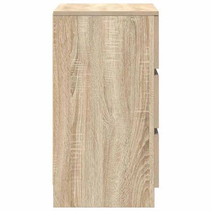 Mesas de cabeceira 3 gavetas 2 pcs 39x35x65cm carvalho sonoma