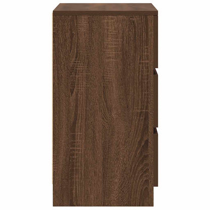 Mesas de cabeceira 3 gavetas 2pcs 39x35x65cm carvalho castanho