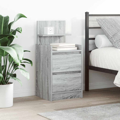 Mesas de cabeceira c/ 2 gavetas 2pcs 38x34x80cm sonoma cinzento