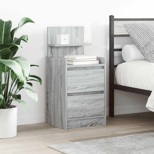 Mesas de cabeceira c/ 2 gavetas 2pcs 38x34x80cm sonoma cinzento