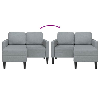 2-seater sofa with L-shaped chaise 125 cm light grey fabric