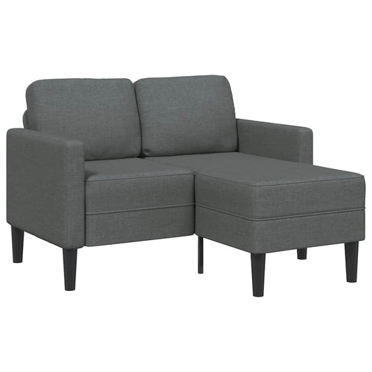 2-seater sofa with L-shaped chaise 125 cm dark grey fabric