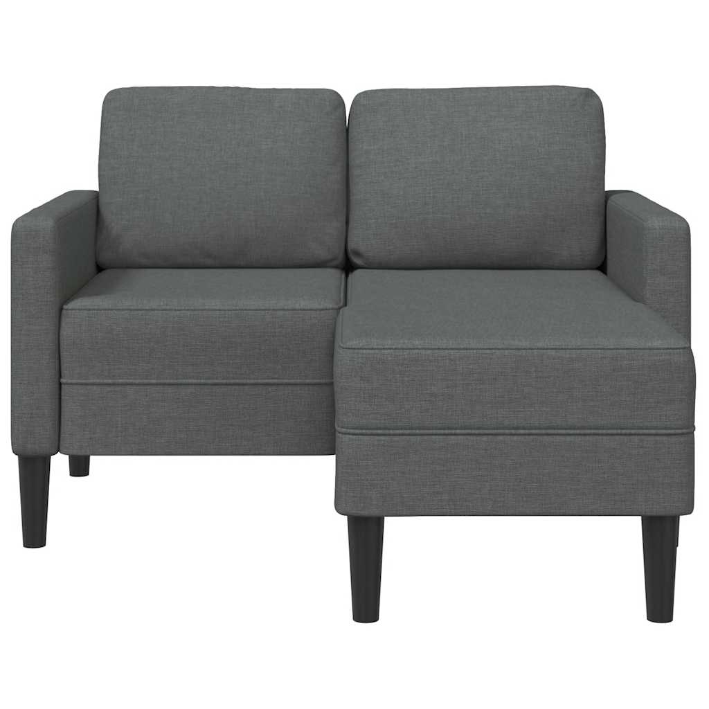 Sofá 2 lugares com Chaise em L 125 cm tecido cinzento-escuro