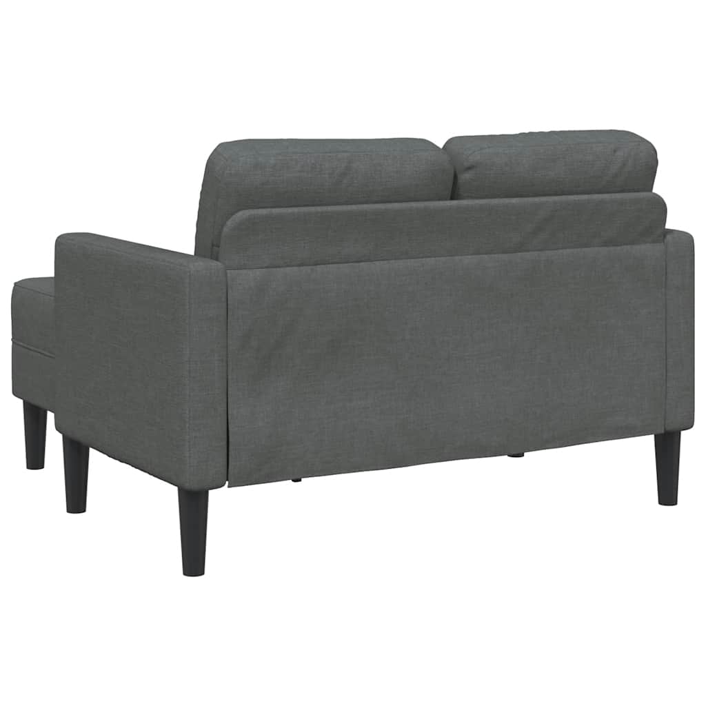 Sofá 2 lugares com Chaise em L 125 cm tecido cinzento-escuro