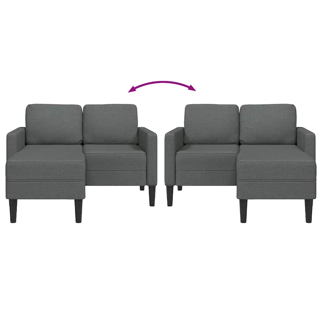 Sofá 2 lugares com Chaise em L 125 cm tecido cinzento-escuro